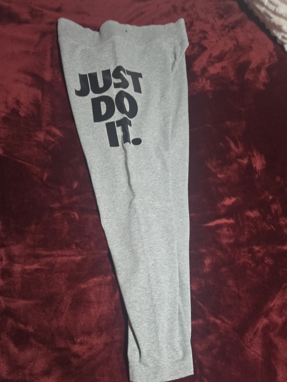 Nike Women Gray Joggers with Black "JUST DO IT." Graphic